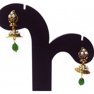 Golden Oxidized Earrings Ethnic Imitation Jewelry Drop Dangle Chandelier - EA45